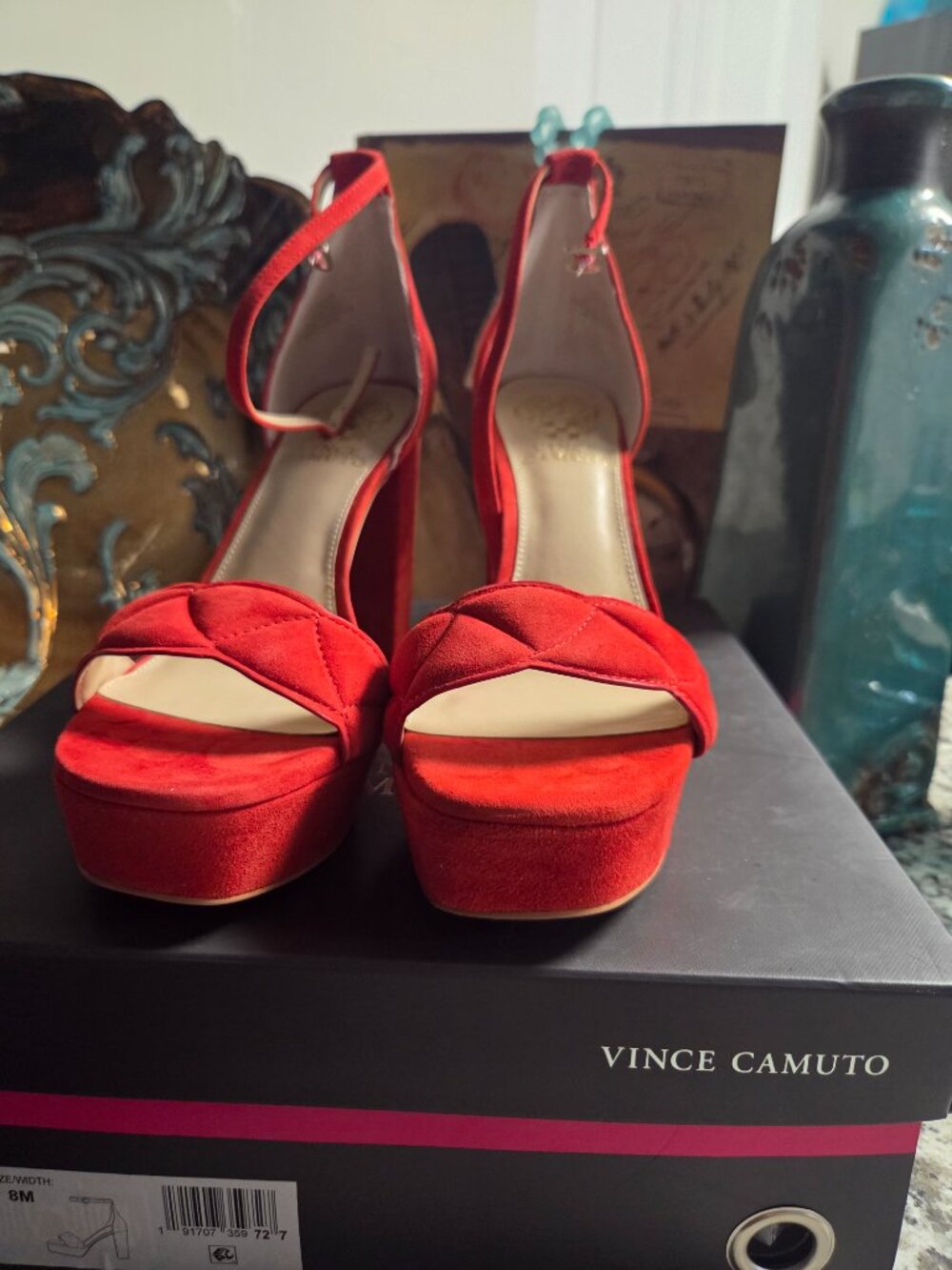 Vince Camuto “Celestine” Suede Platform Heels – Cherry Berry – Size 8M Brand New